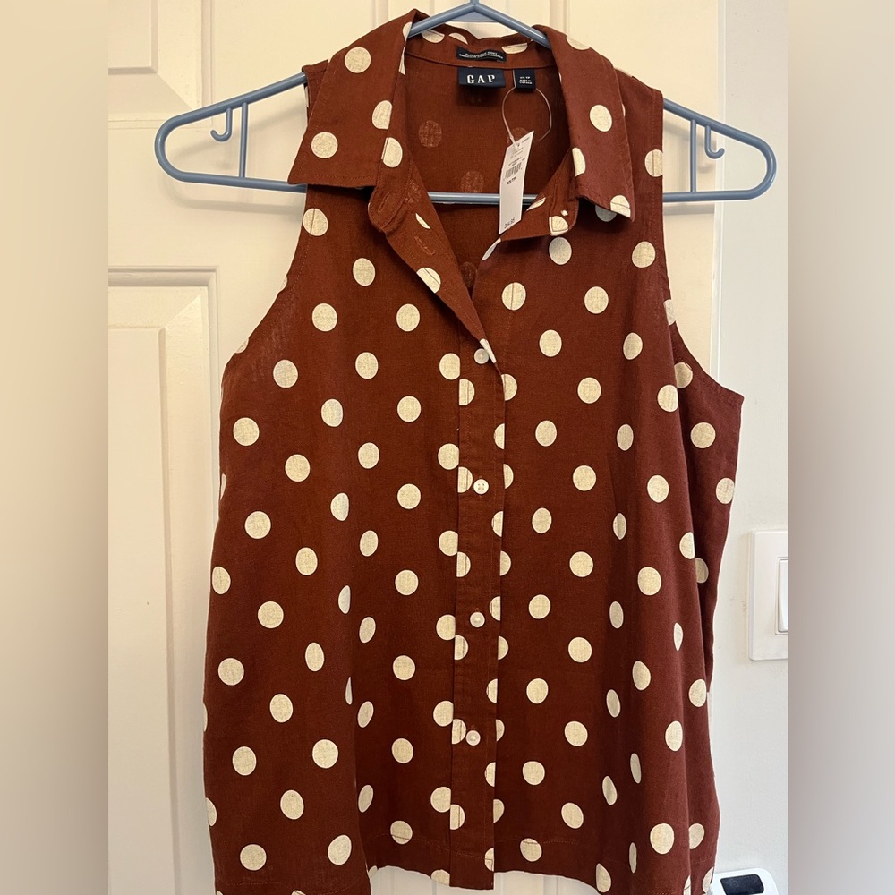 GAP Brown Polka Dot Women's Top